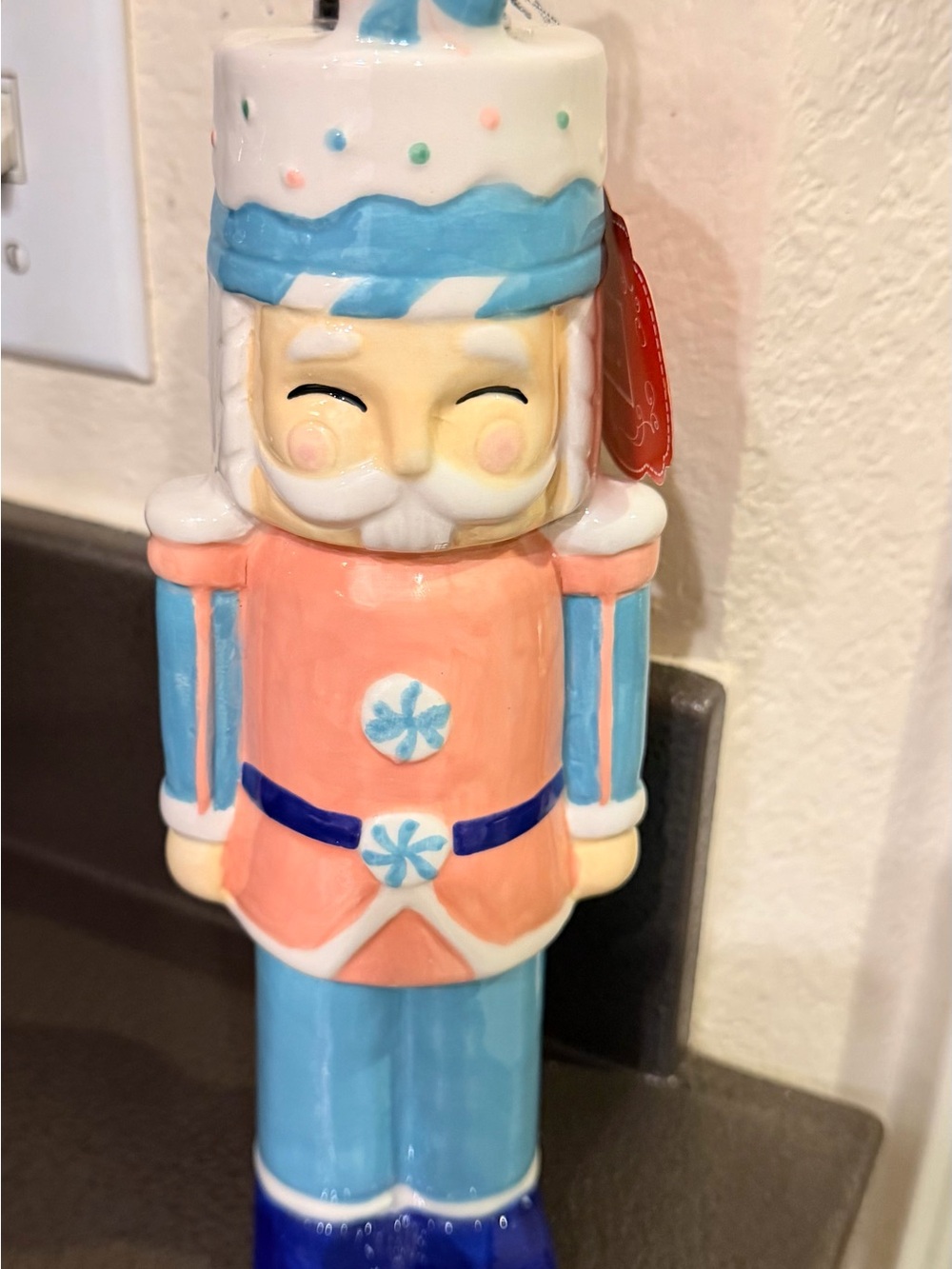 Candy Cane Nutcracker Ceramic Oil/Vinegar Cruet Bottle